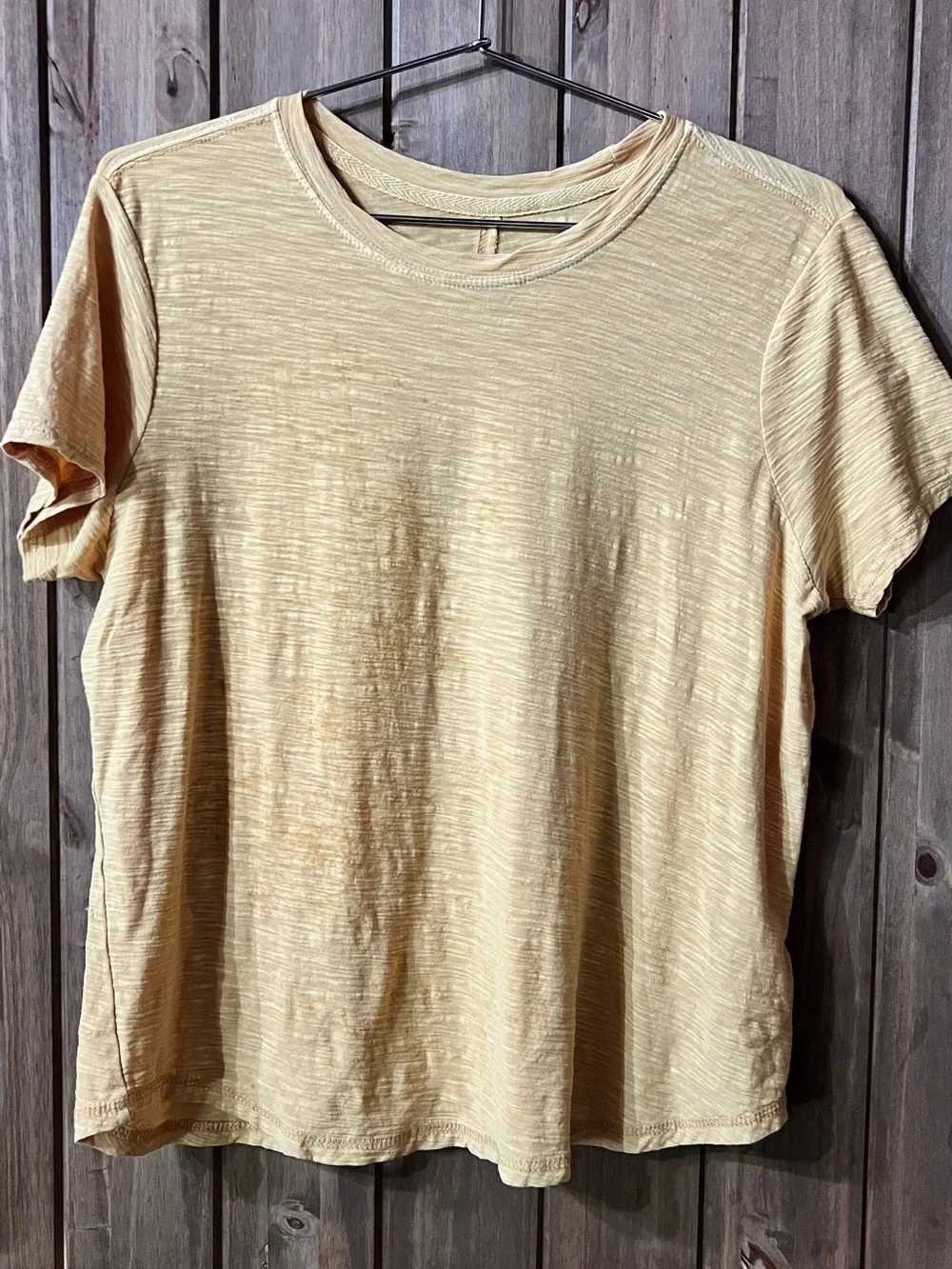 Anthropologie Pilcro Women’s Short Sleeve Crewneck Top in Pale Yellow
